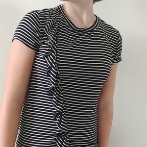 Striped tee with ruffle